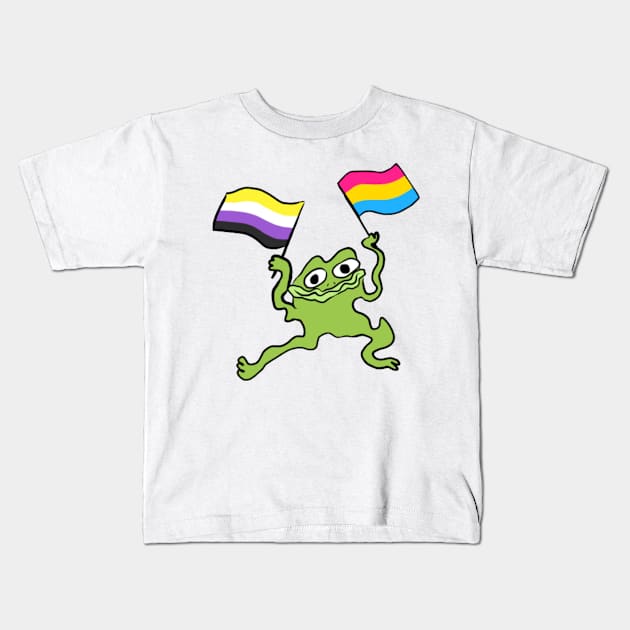 Nonbinary Pansexual Pride Froggy Kids T-Shirt by josierichey